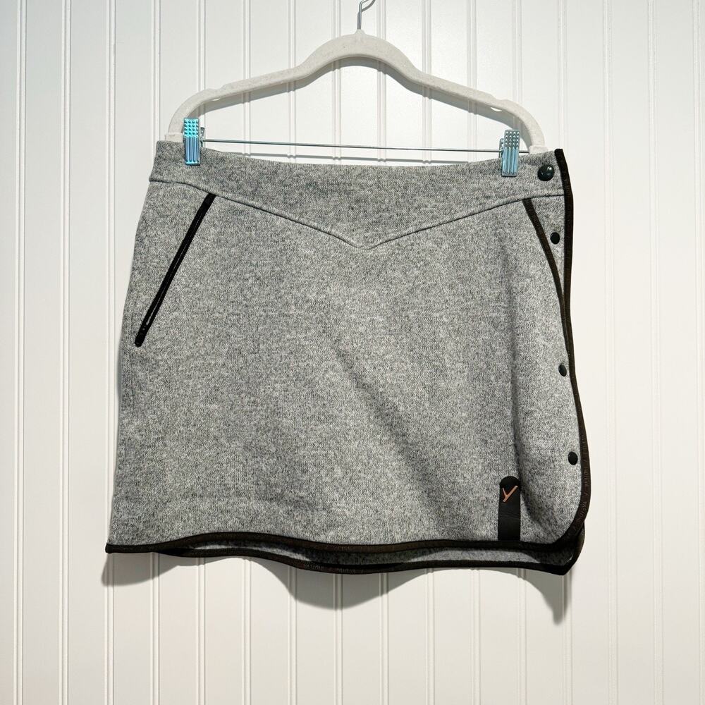 Indyeva Satu Skirt Gray Polartec Fleece Side Snap Buttons Size Large